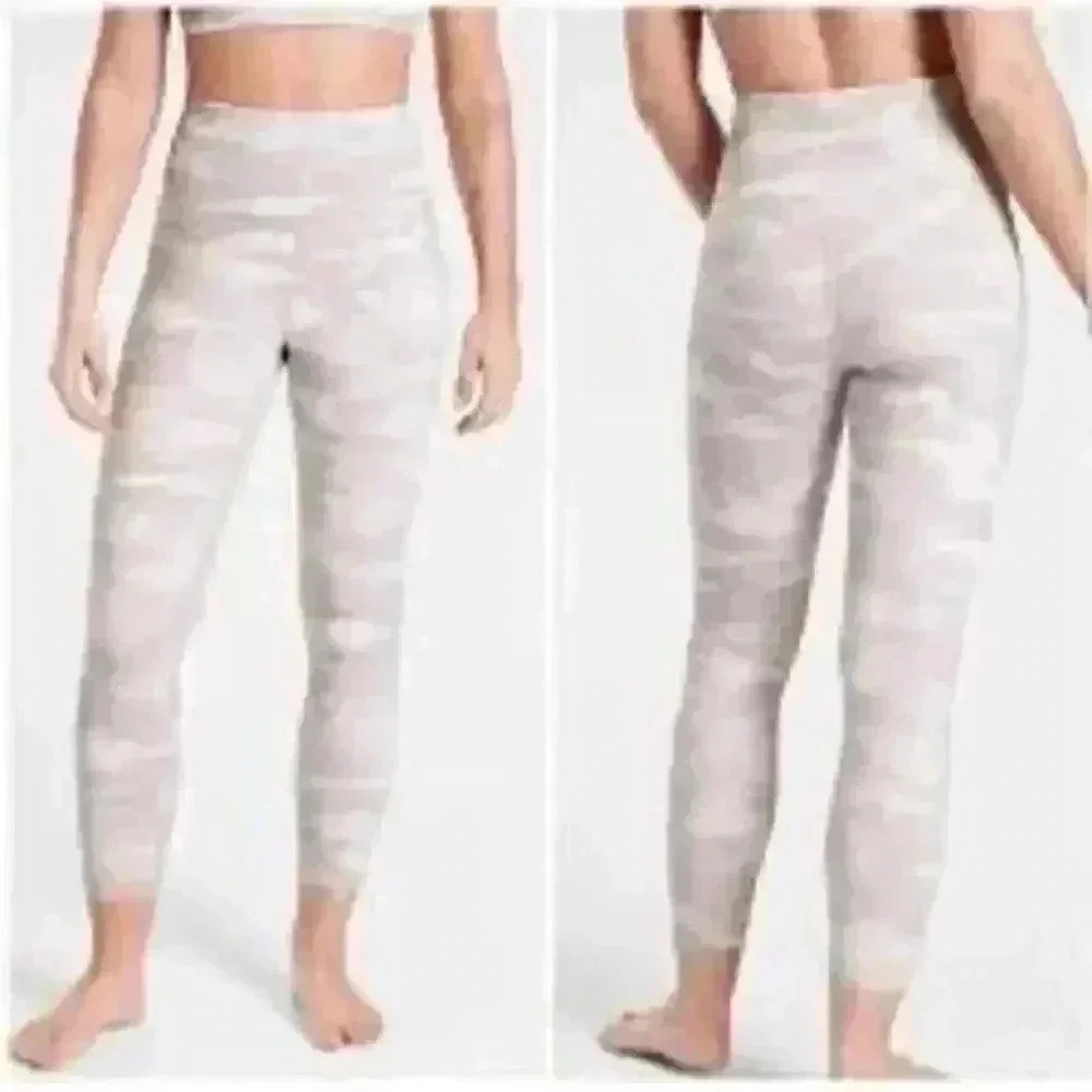 Athleta Women's 25” Elation Camo 7/8 Tight Taupe Off White Size S